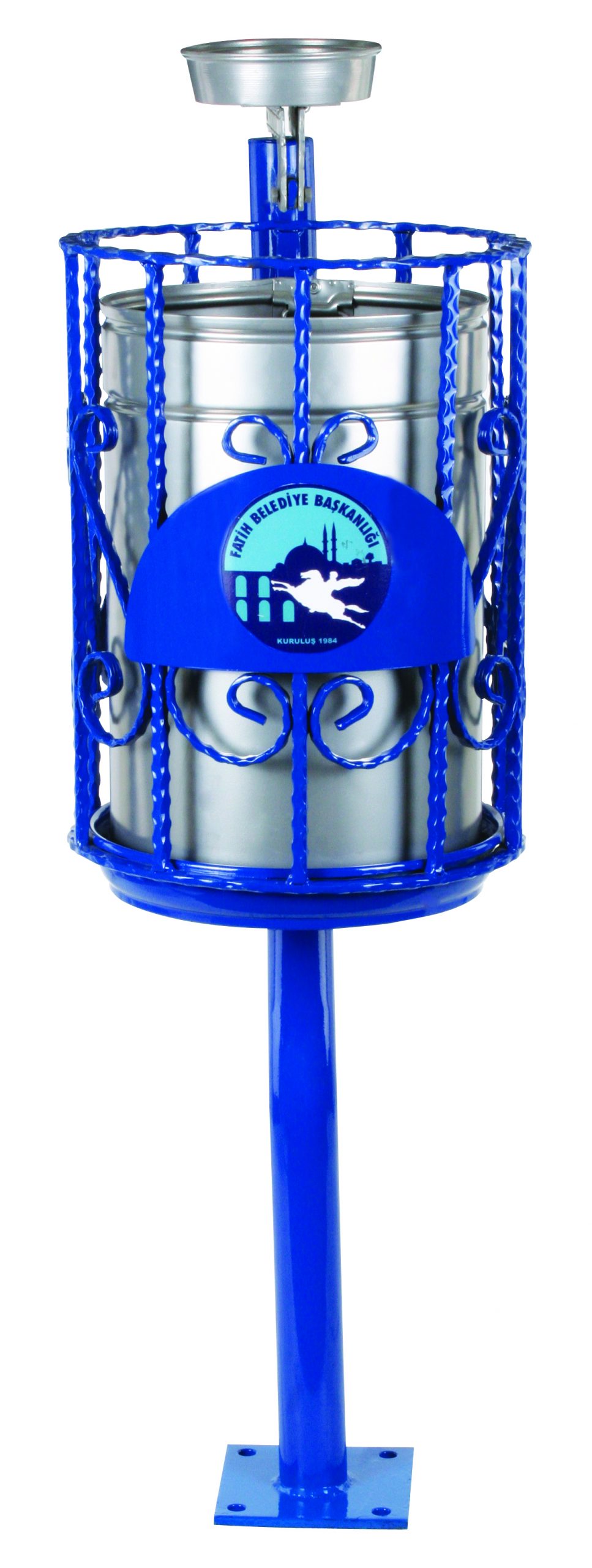 KGS-4120 Ferforje Küllük Hazneli Boyalı Dış Mekan Çöp Kovası