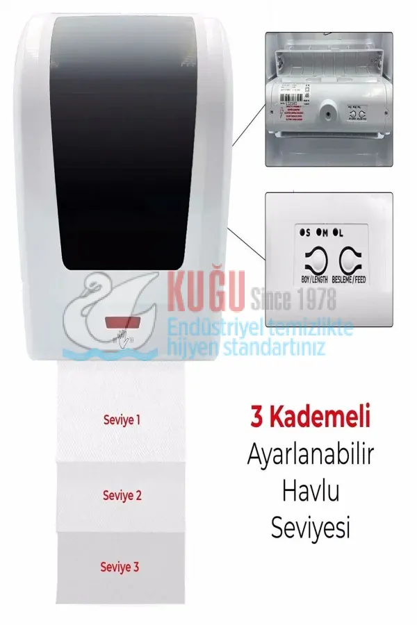 KGF-F047 Beyaz Renk FOTOSELLİ Elektrikli ve Pilli 21 cm KAĞIT HAVLU VERİCİ - Görsel 3