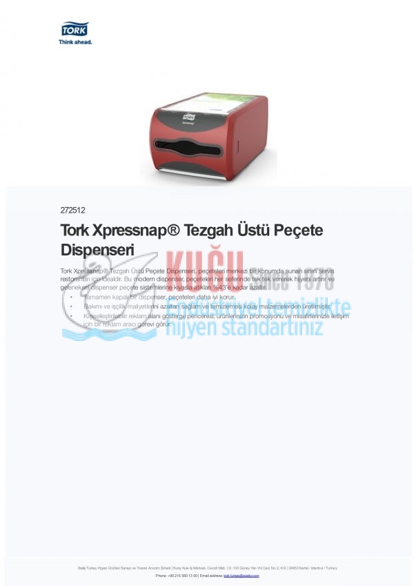 KT-272512 Tork Xpressnap® Kırmızı Tezgah Üstü Peçete Dispenseri - Görsel 5