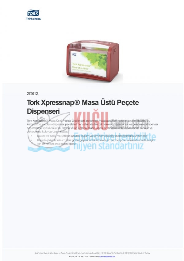 KT-272612 Tork Xpressnap® Kırmızı Masa Üstü Peçete Dispenseri - Görsel 5