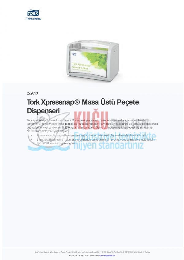KT-272613 Tork Xpressnap® Beyaz Masa Üstü Peçete Dispenseri - Görsel 5