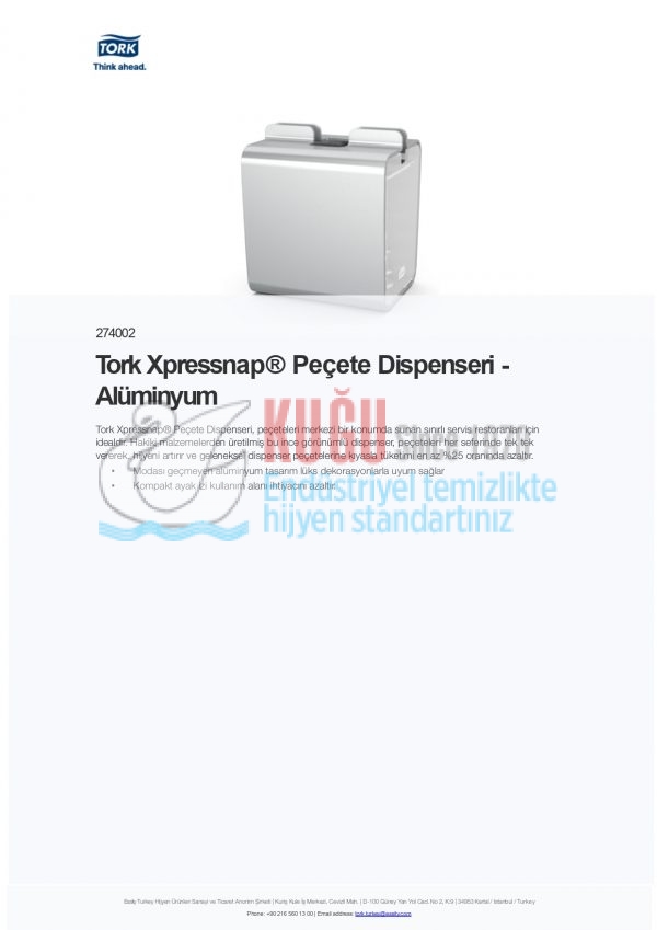 KT-274003 Tork Xpressnap® Snack N4 Sistem Alüminyum Masaüstü Dispenser Peçetelik - Görsel 5