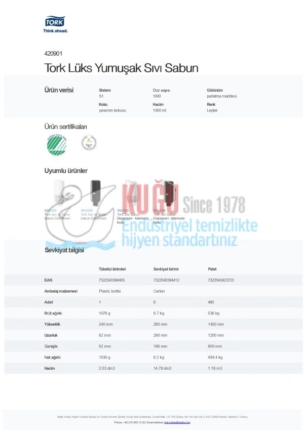 KT-420901 1000 ML Tork Lüks Yumuşak Sıvı Sabun - Görsel 4
