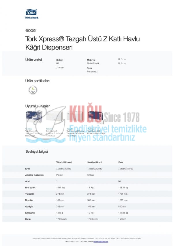 KT-460005 Tork Xpress® H2 Sistem Paslanmaz Çelik Metal Masa Üstü Z Katlı Havlu Kâğıt Dispenseri - Görsel 10