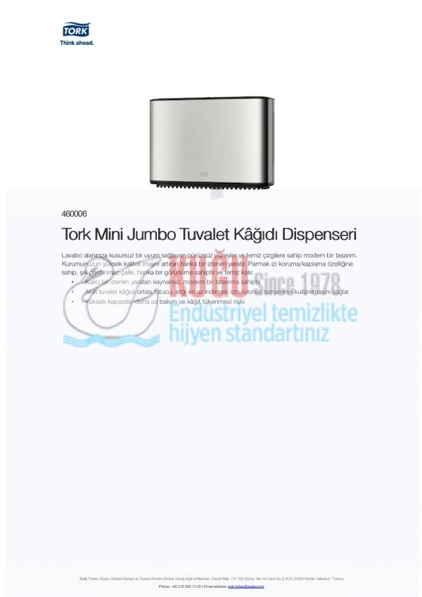 KT-460006 Tork T2 Sistem Paslanmaz Çelik Metal Mini Jumbo Yedek Bekletmeli Tuvalet Kâğıdı Dispenseri - Görsel 9