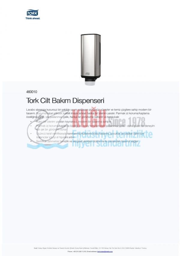 KT-460010 Tork Paslanmaz Çelik Metal 1 Litre Hacimli S4 Sistem Köpük Sabun ve Cilt Bakım Dispenseri - Görsel 7