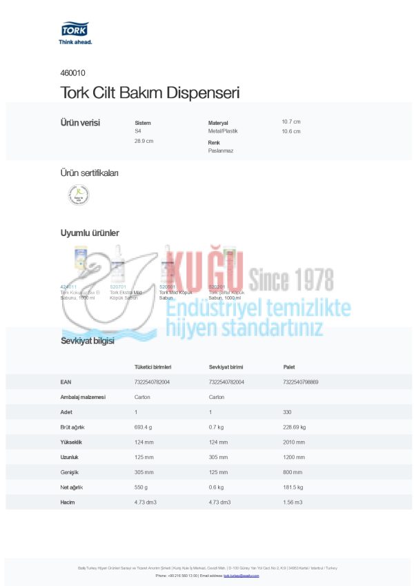 KT-460010 Tork Paslanmaz Çelik Metal 1 Litre Hacimli S4 Sistem Köpük Sabun ve Cilt Bakım Dispenseri - Görsel 8