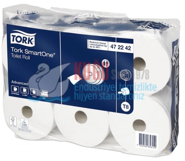 KT-472242 Tork SmartOne® Maxi Cimri İçten Çekmeli 2 Katlı Gelişmiş T8 BEYAZ - 207 Metrelik 6 Rulo WC Tuvalet Kâğıdı - Görsel 3