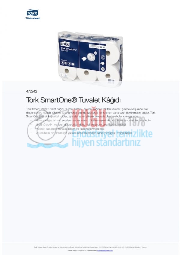 KT-472242 Tork SmartOne® Maxi Cimri İçten Çekmeli 2 Katlı Gelişmiş T8 BEYAZ - 207 Metrelik 6 Rulo WC Tuvalet Kâğıdı - Görsel 11