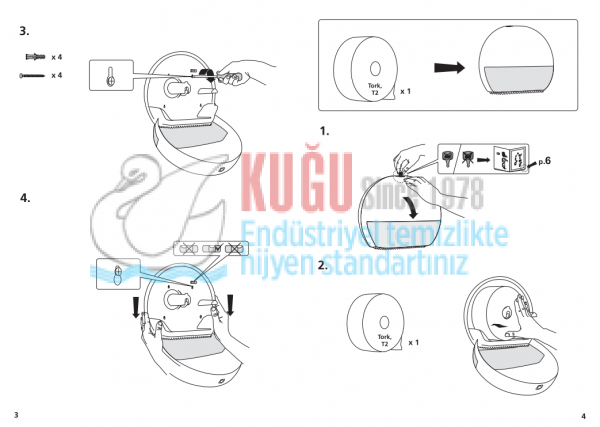 KT-555008 Tork Siyah T2 Sistem Mini Jumbo WC Tuvalet Kâğıdı Dispenseri - Görsel 12