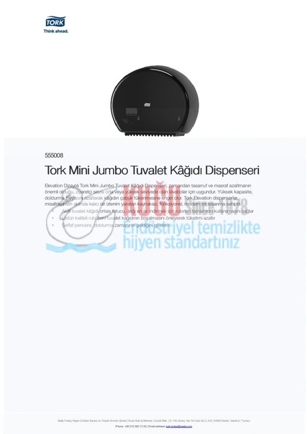 KT-555008 Tork Siyah T2 Sistem Mini Jumbo WC Tuvalet Kâğıdı Dispenseri - Görsel 10