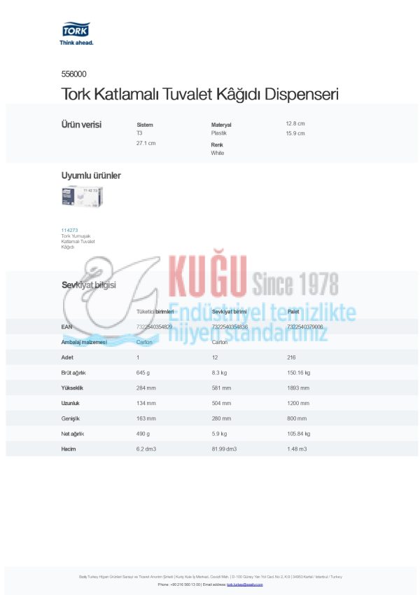 KT-556000 Beyaz Tork T3 Sistem C Katlamalı Tuvalet Kâğıdı Dispenseri - Görsel 10