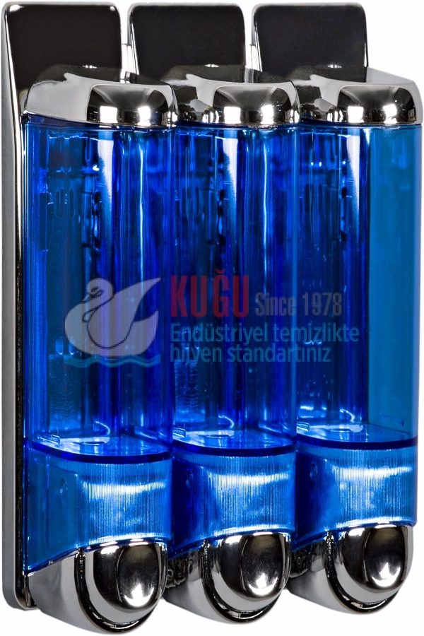 8523 Şeffaf Krom ÜÇLÜ 3X250 750 ML FREE TRIPLE SIVI SABUN DEZENFEKTAN VE ŞAMPUAN Banyo ve Mutfak APARATI