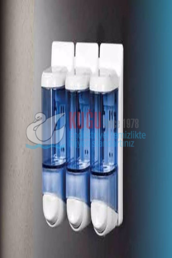 8517 Şeffaf Krom ÜÇLÜ 3×170 ML 510 ML FREE TRIPLE SIVI SABUN ŞAMPUAN VE DEZENFEKTAN Banyo ve Mutfak APARATI - Görsel 3