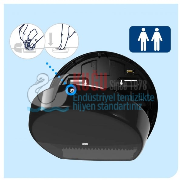 KT-555008 Tork Siyah T2 Sistem Mini Jumbo WC Tuvalet Kâğıdı Dispenseri - Görsel 7