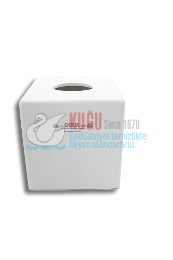 8554 Beyaz Butik Kağıt Mendil Kutusu Banyo ve Mutfak Dispanseri Aparatı