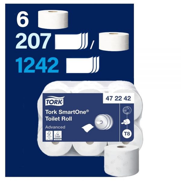 KT-472242 Tork SmartOne® Maxi Cimri İçten Çekmeli 2 Katlı Gelişmiş T8 BEYAZ - 207 Metrelik 6 Rulo WC Tuvalet Kâğıdı - Görsel 13