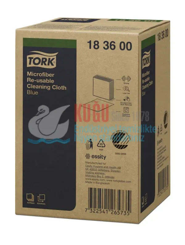 KT-183600 Tork Mavi Renk Mikrofiber Tekrar Kullanılabilir Temizlik Bezi (1 Paket 6 Adet-Koli İçi 8 Paket) - Görsel 2