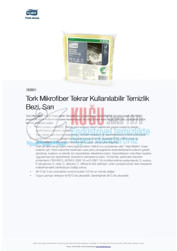 KT-183601 Tork Mikrofiber Tekrar Kullanılabilir Temizlik Bezi, Sarı - Görsel 3