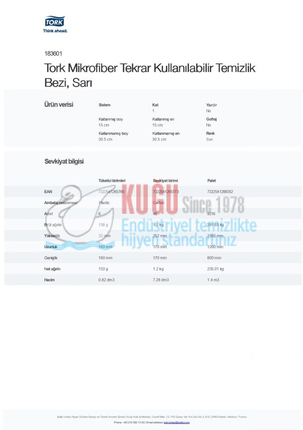 KT-183601 Tork Mikrofiber Tekrar Kullanılabilir Temizlik Bezi, Sarı - Görsel 4