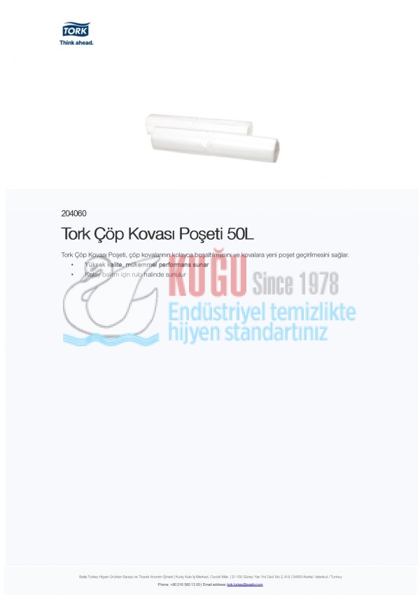 KT-204060 Tork Çöp Kovası Poşeti 50L - Görsel 3