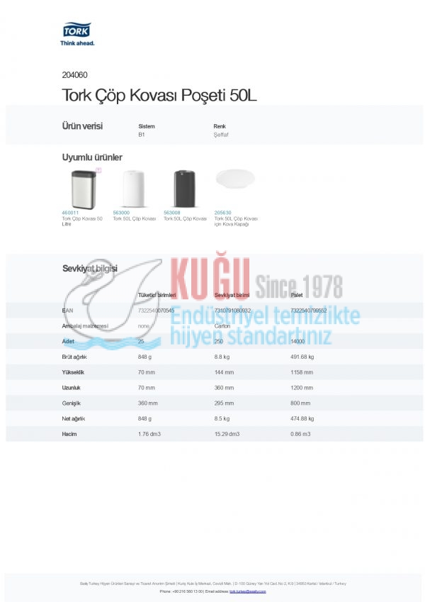 KT-204060 Tork Çöp Kovası Poşeti 50L - Görsel 4