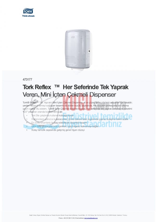 KT-473177 Tork Reflex ™ Her Seferinde Tek Yaprak Veren, Mini İçten Çekmeli Dispenser - Görsel 5