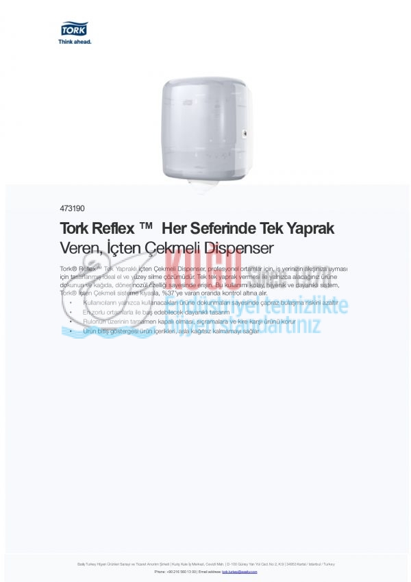 KT-473190 Tork Reflex™ Her Seferinde Tek Yaprak Veren, İçten Çekmeli Dispenser - Görsel 5
