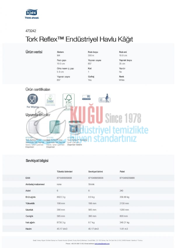 KT-473242 Tork Reflex™ M4 Sistem Endüstriyel İçten Çekmeli Havlu Kâğıt (300 Metre 1 Rulo-Koli İçi 6 Rulo) - Görsel 11