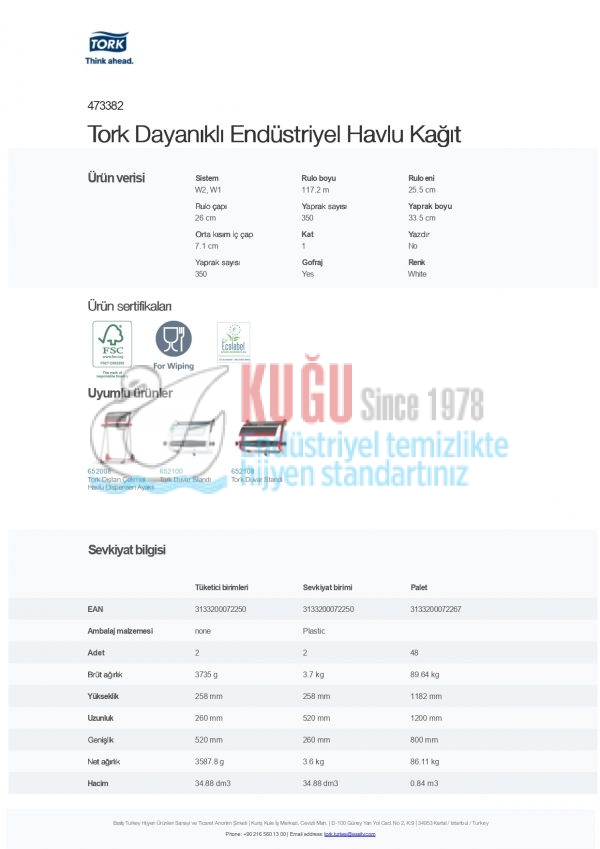KT-473382 Tork Dayanıklı Endüstriyel Havlu Kağıt - Görsel 3