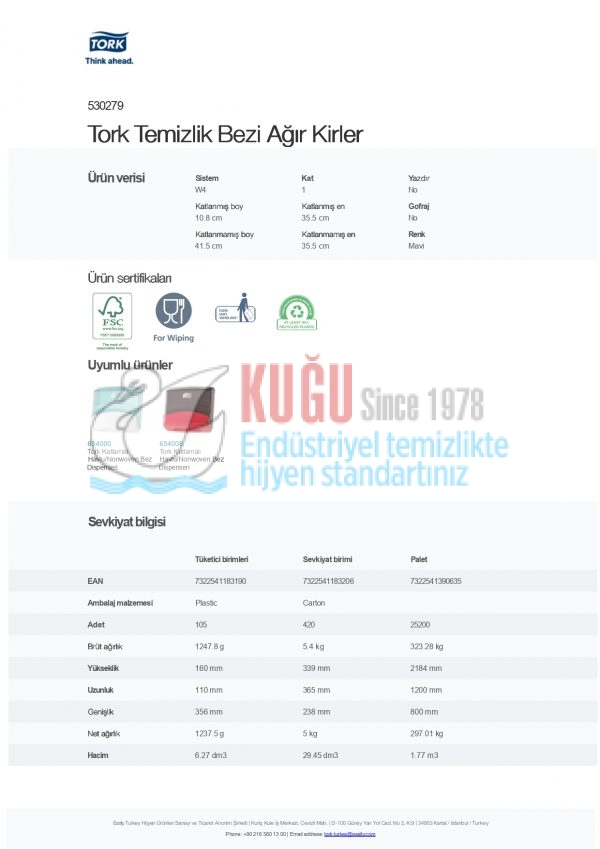 KT-530279 Tork W4 Sistem Z Katlı Temizlik Bezi Ağır Kirler (1 Paket 105 Adet-Koli İçi 4 Paket) - Görsel 11