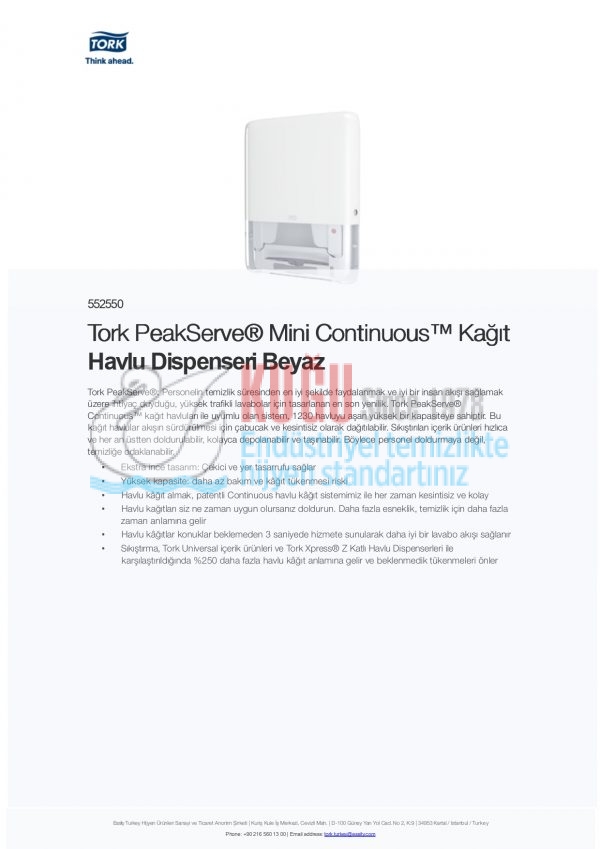 KT-552550 Tork PeakServe® H5 Sistem Mini Continuous™ Kağıt Havlu Dispenseri Beyaz - Görsel 11