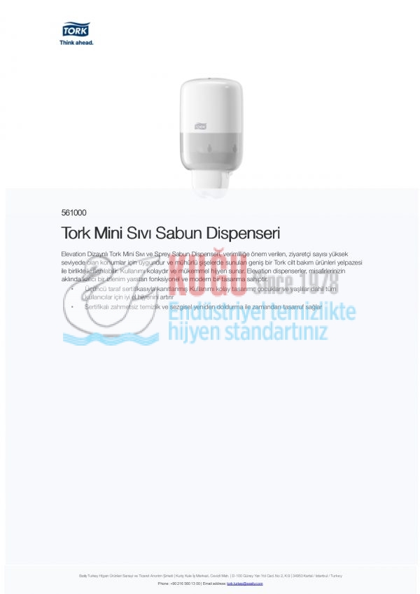 KT-561000 Tork Beyaz Mini 475 ML S2 Sistem Sıvı Sabun ve Duş Kremi Dispenseri - Görsel 12