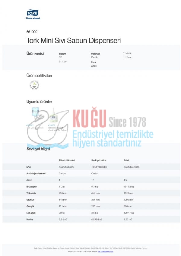 KT-561000 Tork Beyaz Mini 475 ML S2 Sistem Sıvı Sabun ve Duş Kremi Dispenseri - Görsel 13