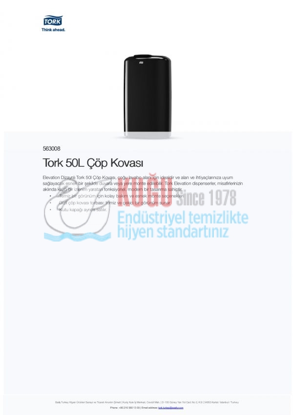 KT-563008 Tork Siyah B1 Sistem 50L Duvar Tipi Çöp Kovası - Görsel 8