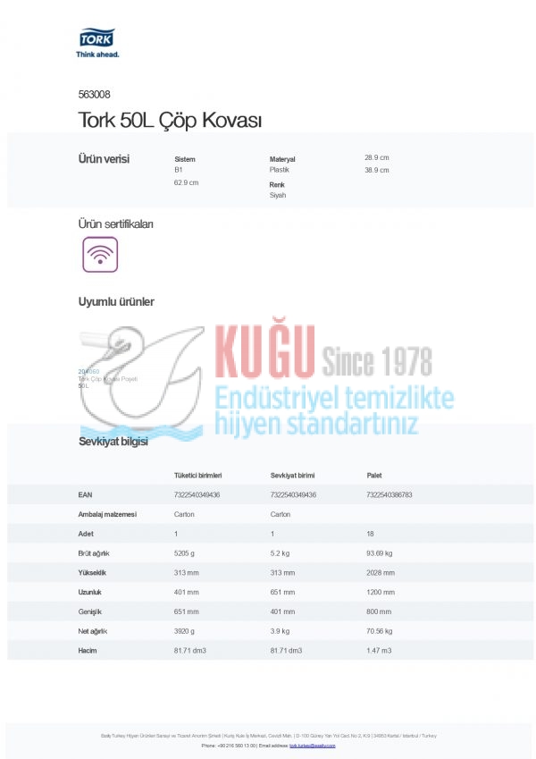 KT-563008 Tork Siyah B1 Sistem 50L Duvar Tipi Çöp Kovası - Görsel 9