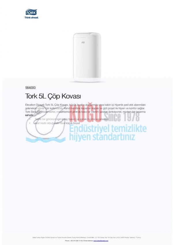 KT-564000 Tork Beyaz Mini B3 Sistem 5L Çöp Kovası - Görsel 6