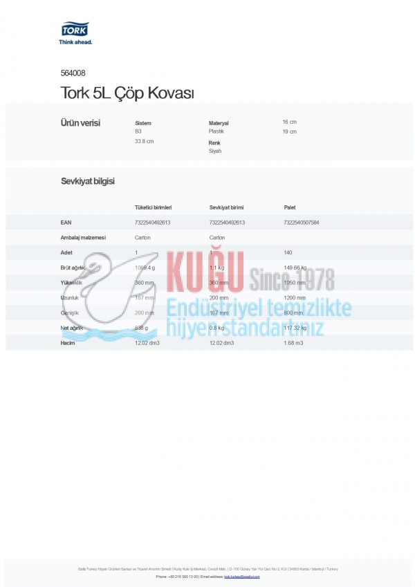 KT-564008 Tork Siyah Mini B3 Sistem 5L Çöp Kovası - Görsel 6