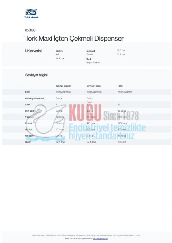 KT-653000 Tork Maxi İçten Çekmeli Dispenser - Görsel 6