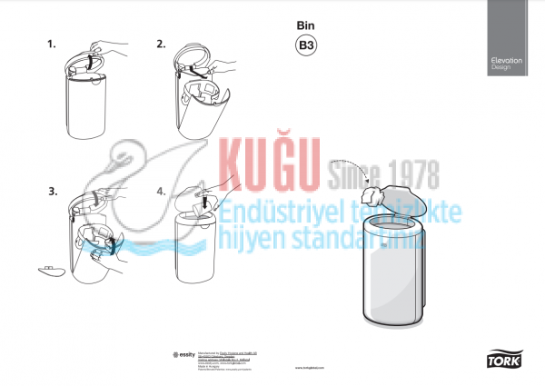 KT-564000 Tork Beyaz Mini B3 Sistem 5L Çöp Kovası - Görsel 8