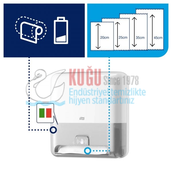 KT-551100 Sensörlü Tork Matic® H1 Sistem Beyaz Hareketli Havlu Dispenseri - Görsel 6