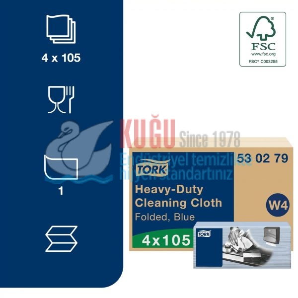 KT-530279 Tork W4 Sistem Z Katlı Temizlik Bezi Ağır Kirler (1 Paket 105 Adet-Koli İçi 4 Paket) - Görsel 2