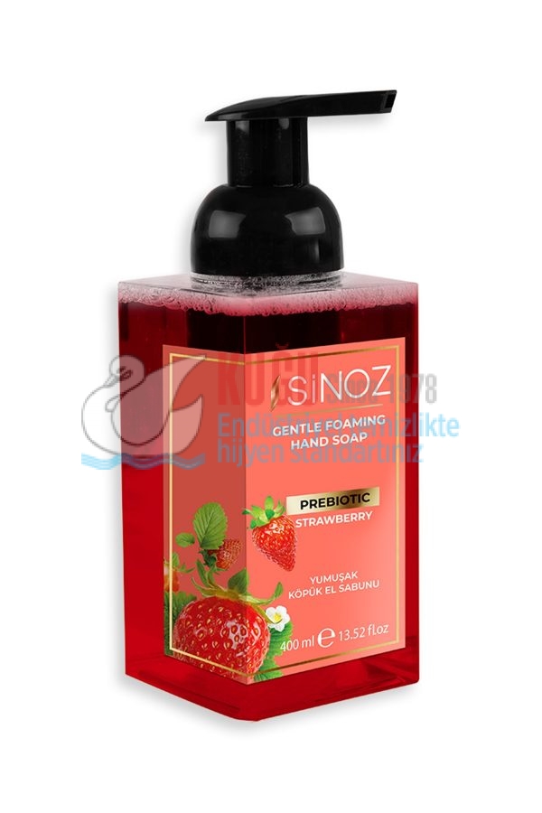 SNZ-ST8173C Sinoz 400 ML Strawberry Prebiyotik Etkili Doğal Dağ Çileği Kokulu Yumuşak Köpük Pompalı El Sabunu - Görsel 3