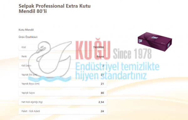 KGE-7900096 Selpak Professional Extra Kutu Mendil 80'li 24 Paket - Görsel 2