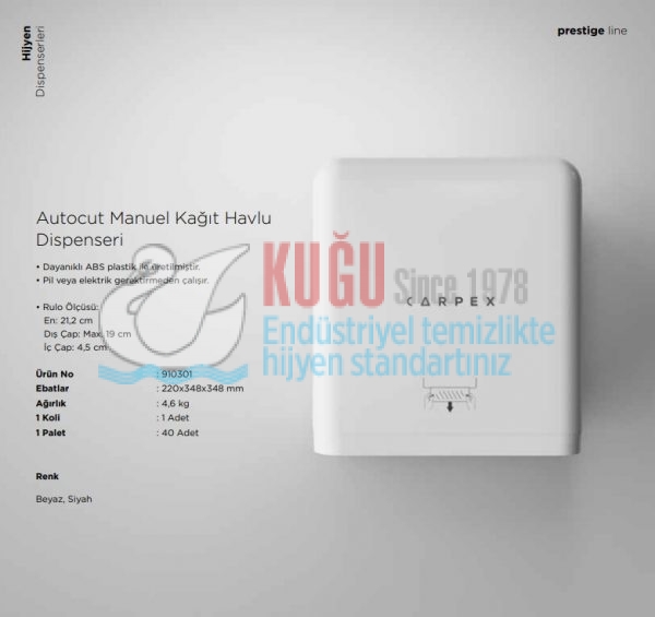 KGC-913010 Carpex Beyaz Renk Prestige Manuel AUTOCUT Çek-Al Hareketli Makine Kağıt Havlu Makinesi (2 YIL GARANTİLİ) - Görsel 3