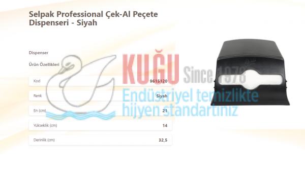 KGE-9615120  Selpak Professional Siyah Renk Çek-Al Peçete Dispenseri - Görsel 2