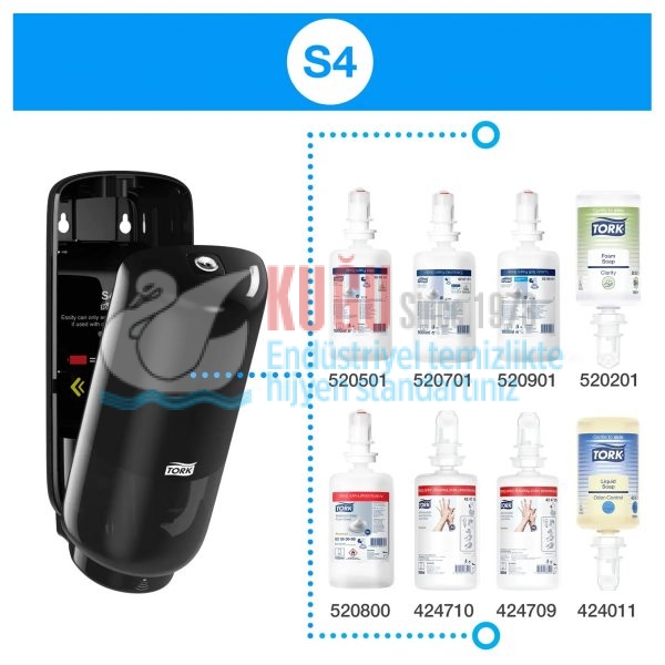 KT-561508 Tork S4 Sistem Siyah 1 Litre Cilt Bakım ve Köpük Sabun Dispenseri - Görsel 9