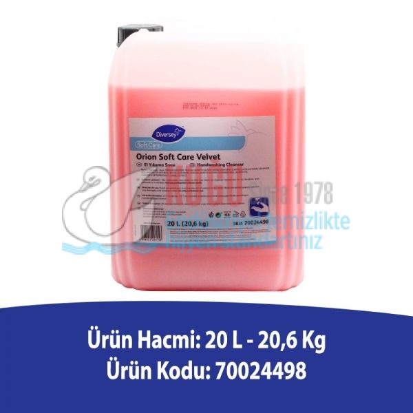 70024498 ORION SOFTCARE VELVET Pembe Sedefli Parfümlü El Yıkama Sıvısı 20 L (20,6KG) - Görsel 2