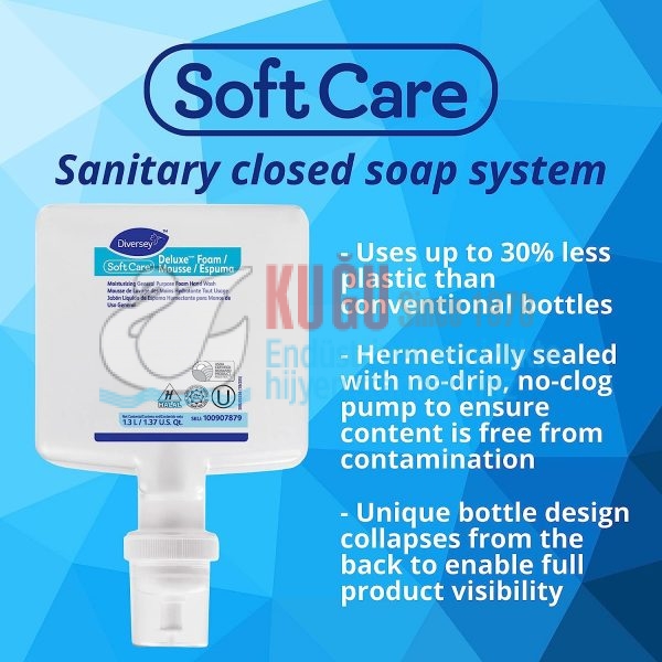 70017258 Diversey Soft Care IntelliCare Beyaz Renk Sıvı, Jel ve Köpük Sabunlar ve Dezenfektanlar için Manuel El Hijyeni Dispenseri - Görsel 4