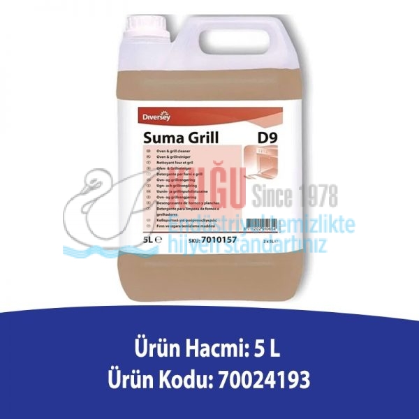 70024193 Diversey Suma Grill D9 Yağ Çözücü 5 L - Görsel 2